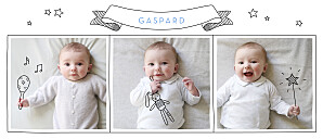 Faire-part de naissance jouets pictos 3 photos (panoramique) noir Faire-part de naissance jouets pictos 3 photos (panoramique) noir
