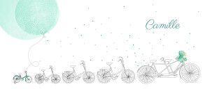 Faire-part de naissance À bicyclette (4 enfants) vert
