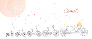 Faire-part de naissance rouge à bicyclette (4 enfants) corail Faire-part de naissance rouge à bicyclette (4 enfants) corail
