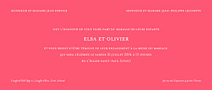 Faire-part de mariage rose chic panoramique corail Faire-part de mariage rose chic panoramique corail