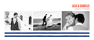 Carte de remerciement mariage moderne marinière 3 photos bleu marine Carte de remerciement mariage moderne marinière 3 photos bleu marine
