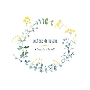 Faire-part de baptême jaune bouquet sauvage jaune Faire-part de baptême jaune bouquet sauvage jaune