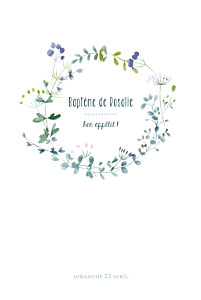 Menu de baptême bleu bouquet sauvage violet Menu de baptême bleu bouquet sauvage violet