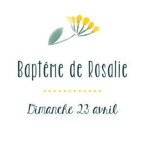Etiquette de baptême jaune bouquet sauvage jaune Etiquette de baptême jaune bouquet sauvage jaune