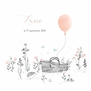Faire-part de naissance Sieste sur l'herbe rose Faire-part de naissance Sieste sur l'herbe rose