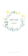 Menu de mariage Bouquet sauvage jaune Menu de mariage Bouquet sauvage jaune
