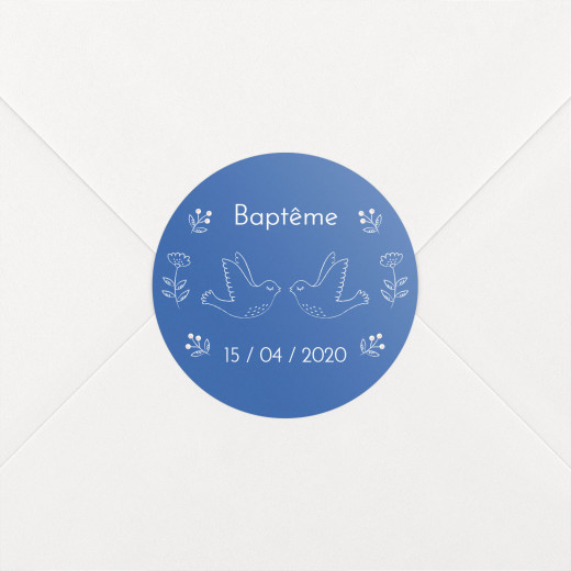 Stickers pour enveloppes baptême L'envolée bleu - Vue 1