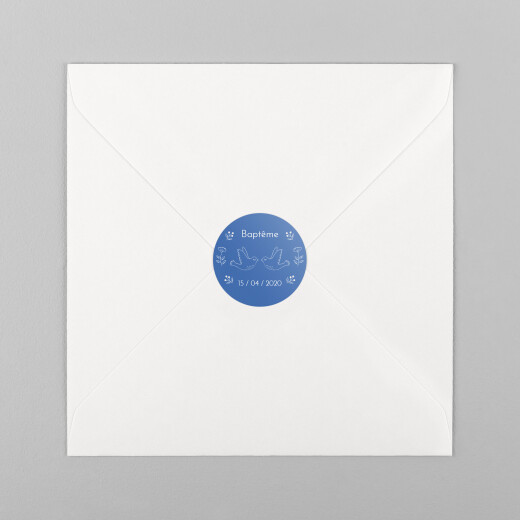 Stickers pour enveloppes baptême L'envolée bleu - Vue 2