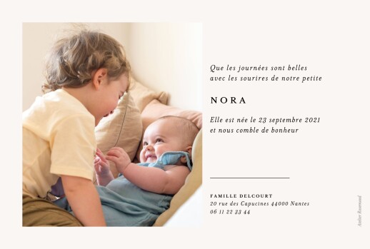 Faire-part de naissance Jeune pousse beige - Verso Faire-part de naissance Jeune pousse beige - Verso
