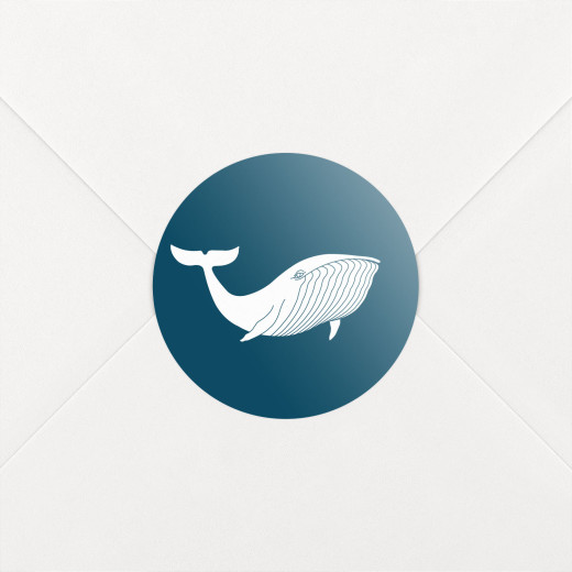 Stickers pour enveloppes naissance Baleine extraordinaire bleu - Vue 1