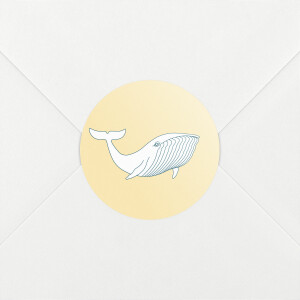 Stickers pour enveloppes naissance Baleine extraordinaire jaune