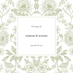 Faire-part de mariage classique psyché (4 pages) vert Faire-part de mariage classique psyché (4 pages) vert