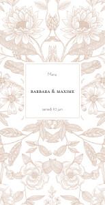 Menu de mariage Pysché (4 pages) rose Menu de mariage Pysché (4 pages) rose