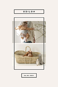 Faire-part de naissance blanc nuance graphique portrait craie Faire-part de naissance blanc nuance graphique portrait craie