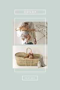 Faire-part de naissance fille nuance graphique portrait vert Faire-part de naissance fille nuance graphique portrait vert