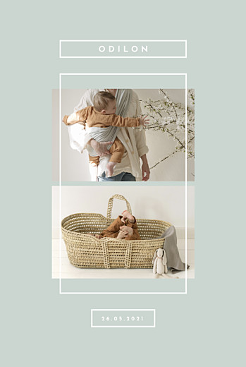 Faire-part de naissance Nuance graphique portrait vert Faire-part de naissance Nuance graphique portrait vert