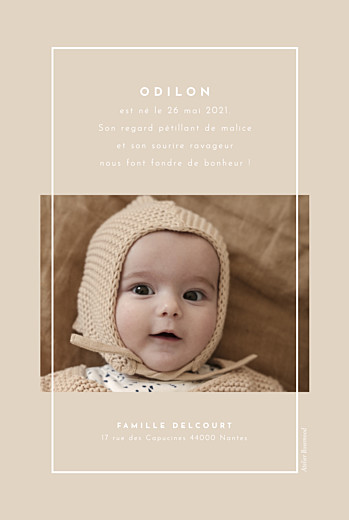 Faire-part de naissance Nuance graphique portrait beige - Verso Faire-part de naissance Nuance graphique portrait beige - Verso