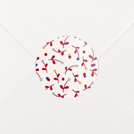 Stickers pour enveloppes naissance Liberty baies rouge - Vue 1 Stickers pour enveloppes naissance Liberty baies rouge - Vue 1