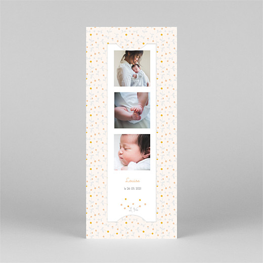 Faire-part de naissance Liberty baies (marque-page) orange - Vue 2 Faire-part de naissance Liberty baies (marque-page) orange - Vue 2
