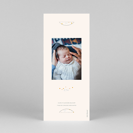 Faire-part de naissance Liberty baies (marque-page) orange - Vue 4 Faire-part de naissance Liberty baies (marque-page) orange - Vue 4