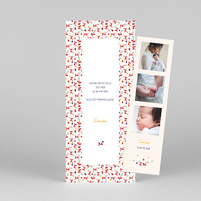 Faire-part de naissance rouge liberty baies (marque-page) rouge Faire-part de naissance rouge liberty baies (marque-page) rouge