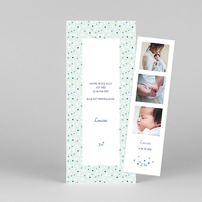 Faire-part de naissance vert liberty baies (marque-page) vert Faire-part de naissance vert liberty baies (marque-page) vert