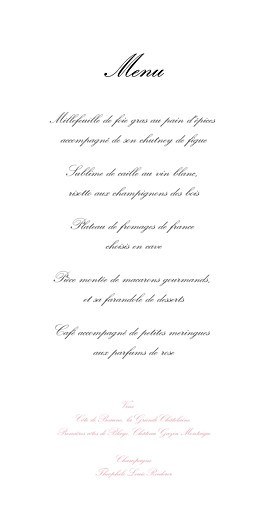 Menu de mariage Gourmand raffiné (4 pages) rose - Page 3 Menu de mariage Gourmand raffiné (4 pages) rose - Page 3