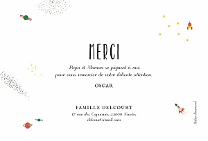Carte de remerciement garçon il était une fois espace Carte de remerciement garçon il était une fois espace
