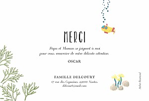 Carte de remerciement blanc il était une fois océan Carte de remerciement blanc il était une fois océan