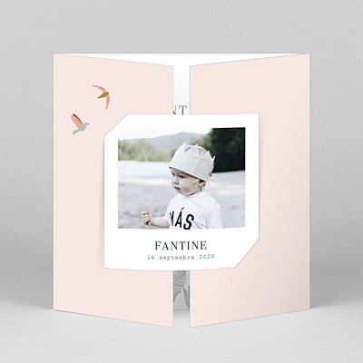 Faire-part de naissance fille oiseaux de paradis rose Faire-part de naissance fille oiseaux de paradis rose