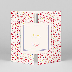 Faire-part de naissance Liberty baies (fenêtre) rouge Faire-part de naissance Liberty baies (fenêtre) rouge