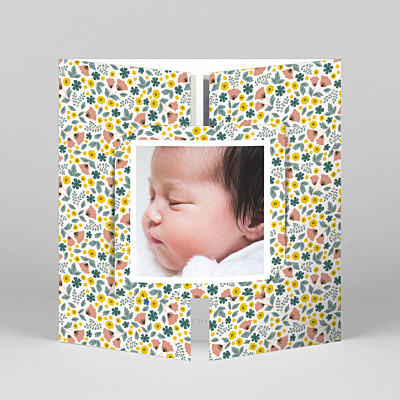 Faire-part de naissance motifs fleurs de saison (fenêtre) été Faire-part de naissance motifs fleurs de saison (fenêtre) été