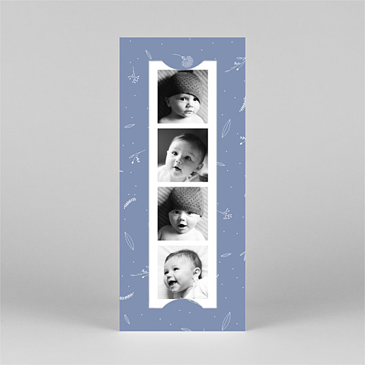 Faire-part de naissance Élégant feuillage (marque-page) bleu - Vue 2 Faire-part de naissance Élégant feuillage (marque-page) bleu - Vue 2