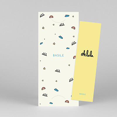 Faire-part de naissance motifs ohlala by mathilde cabanas (marque-page) jaune bleu Faire-part de naissance motifs ohlala by mathilde cabanas (marque-page) jaune bleu