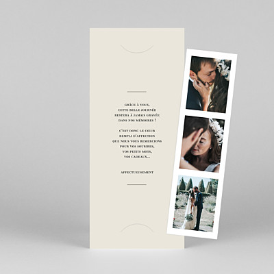 Carte de remerciement mariage blanc moderne chic (marque-page) beige Carte de remerciement mariage blanc moderne chic (marque-page) beige