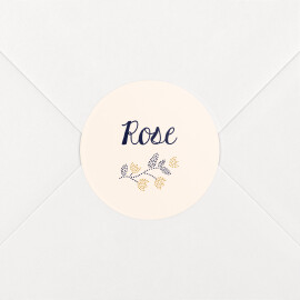 Stickers pour enveloppes naissance Broderie florale beige