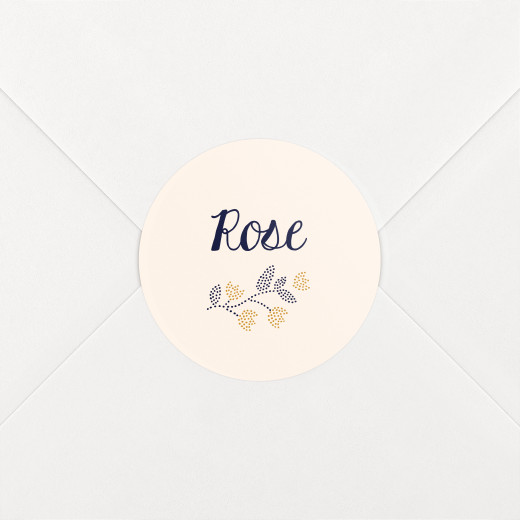 Stickers pour enveloppes naissance Broderie florale beige - Vue 1