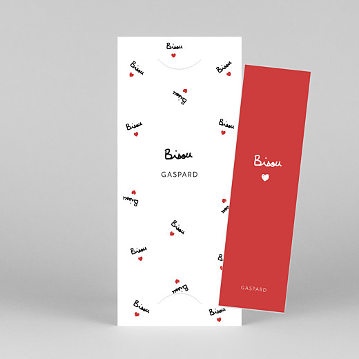 Faire-part de naissance Bisou by Mathilde Cabanas (marque-page) rouge - Vue 1 Faire-part de naissance Bisou by Mathilde Cabanas (marque-page) rouge - Vue 1