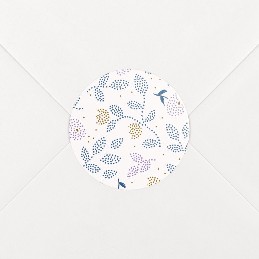 Stickers pour enveloppes naissance Broderie florale violet - Vue 1