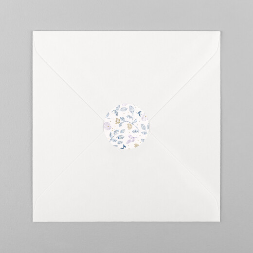 Stickers pour enveloppes naissance Broderie florale violet - Vue 2