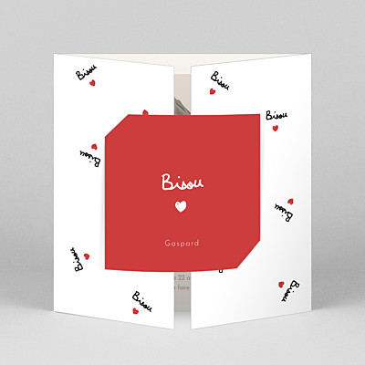 Faire-part de naissance motifs bisou by mathilde cabanas (fenêtre) rouge Faire-part de naissance motifs bisou by mathilde cabanas (fenêtre) rouge