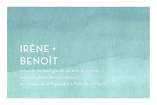 Carton d'invitation mariage Aquarelle turquoise - Recto Carton d'invitation mariage Aquarelle turquoise - Recto