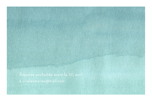 Carton d'invitation mariage Aquarelle turquoise - Verso Carton d'invitation mariage Aquarelle turquoise - Verso