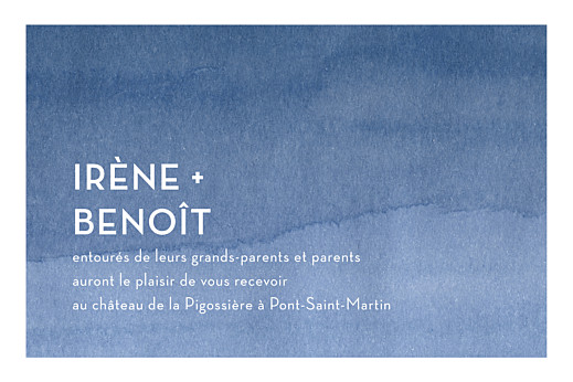 Carton d'invitation mariage Aquarelle bleu - Recto