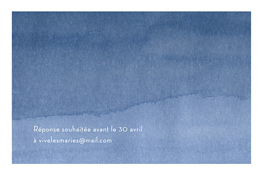Carton d'invitation mariage Aquarelle bleu - Verso
