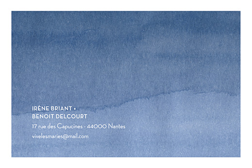 Carton réponse mariage Aquarelle (paysage) bleu - Verso Carton réponse mariage Aquarelle (paysage) bleu - Verso