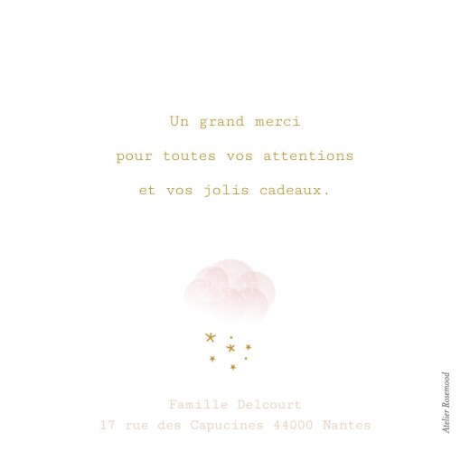 Carte de remerciement Brume rose - Verso Carte de remerciement Brume rose - Verso