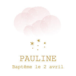 Etiquette de baptême moderne brume rose Etiquette de baptême moderne brume rose