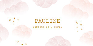 Marque-place baptême garçon brume rose Marque-place baptême garçon brume rose