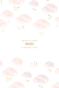 Menu de baptême garçon brume rose Menu de baptême garçon brume rose